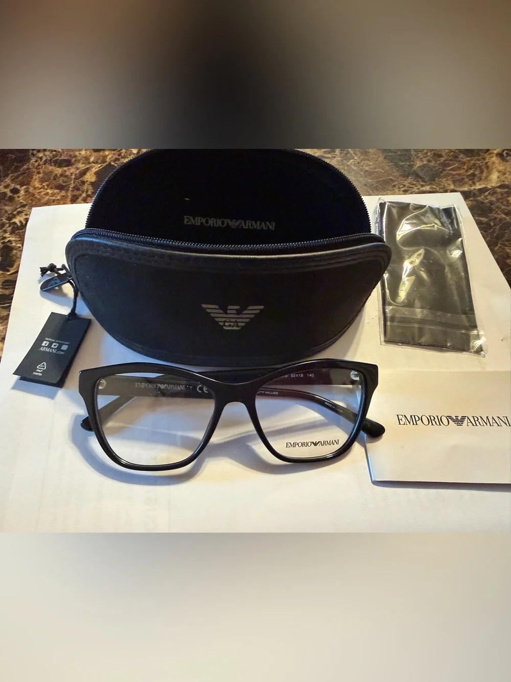 NWT Emporio Armani Elegant Black Glasses EA 3193 5875 52 16 140